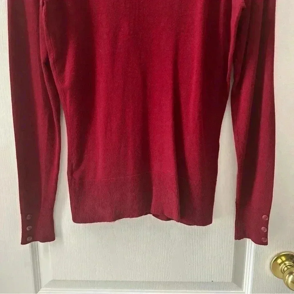 Ricki’s Burgundy Cardigan V Neck Button Front Fitted Size Small - Picture 10 of 16